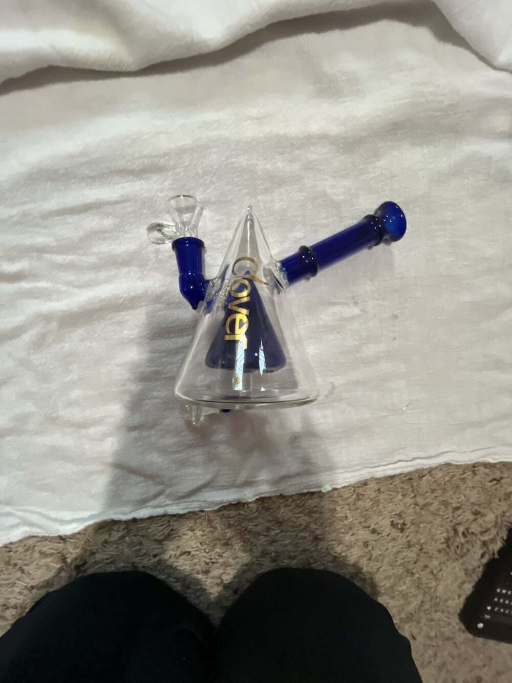 Clover Glass Cone Percolator Piece with Blue Accents